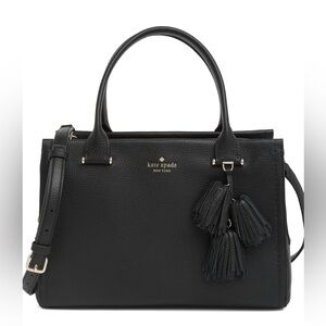 ✨🛍️ NWT Kate Spade Black Leather Palmer Drive Maryam Two-Way Top Handle Bag